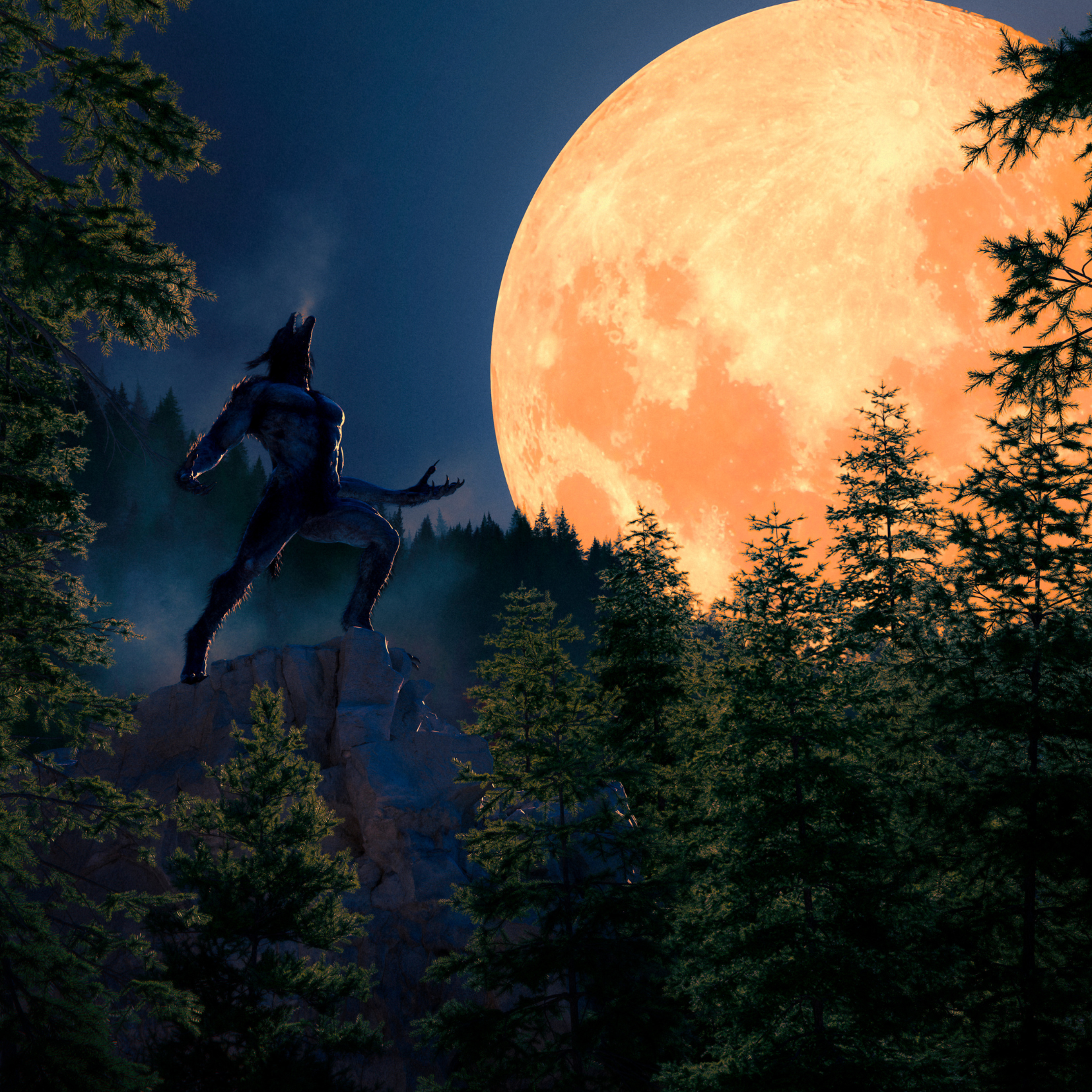 A werewolf howling at the moon by danielegay on Adobe Stock