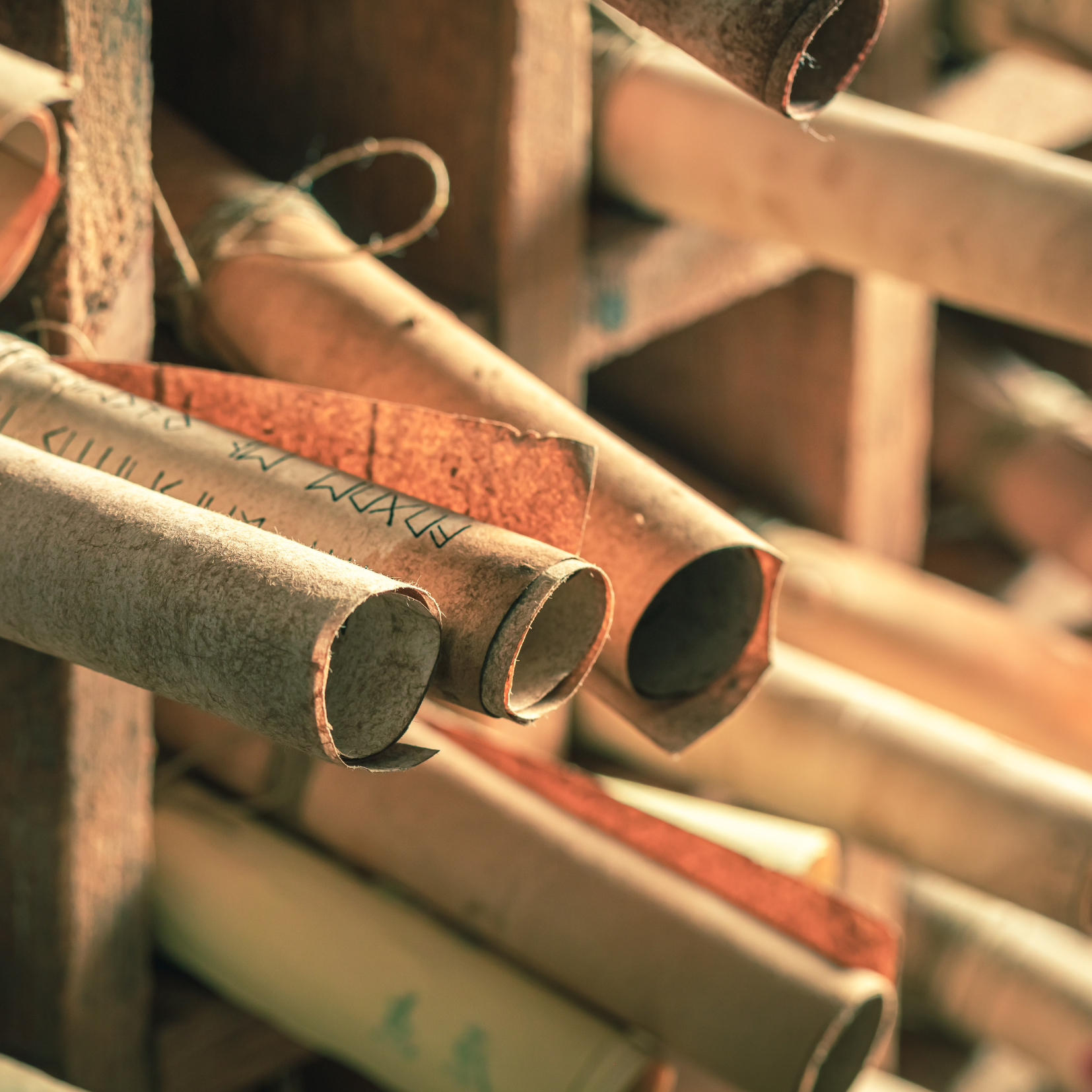 Scrolls in a scroll rack by shaiith on Adobe Stock