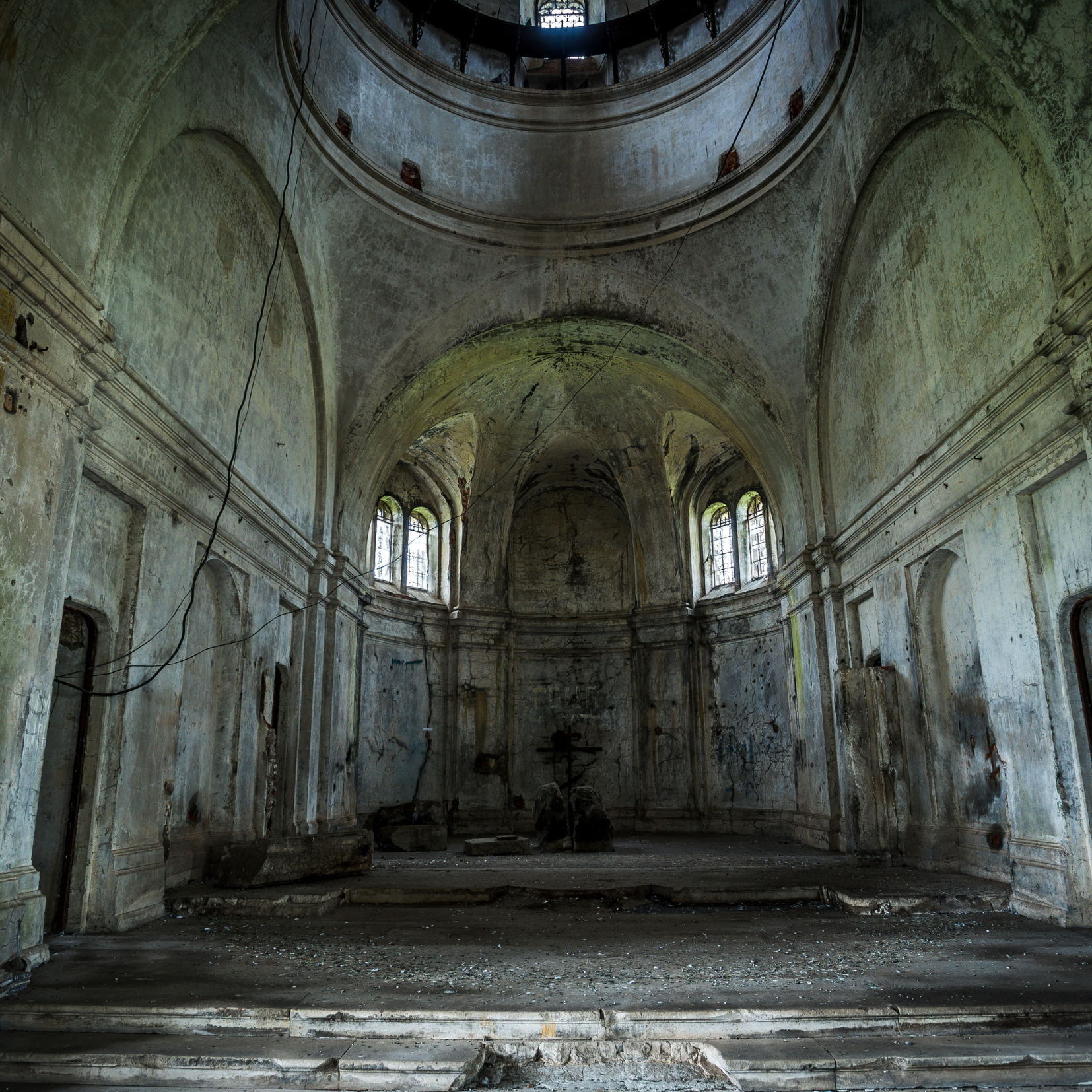 Interior of abandoned church by Mulderphoto on Adobe Stock